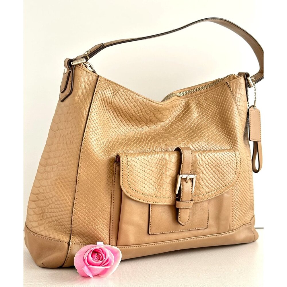 Coach F31283 Charlie Python Leather Hobo Tote Shoulder Handbag MSRP $498